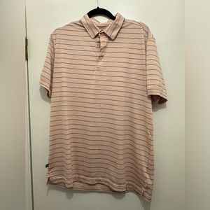 Mizzen+Main Orange Blue thin striped polo shirt